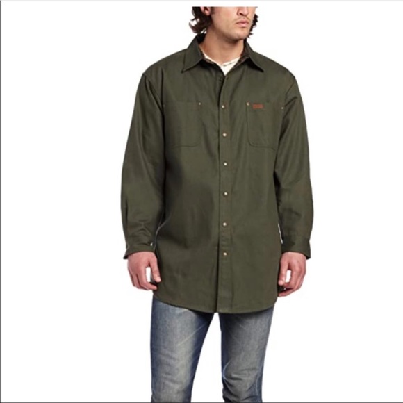 Carhartt Other - CARHARTT Army Green Flannel Lined Snap Up Jacket